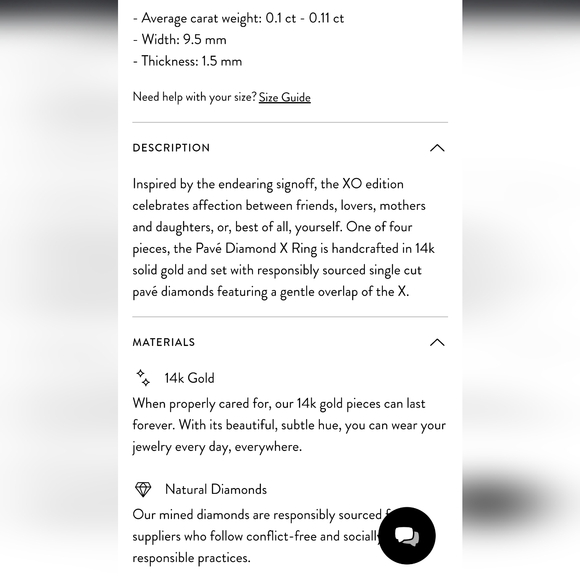 Mejuri 14K solid gold pavé matural diamond X ring band size 6 - Picture 3 of 6